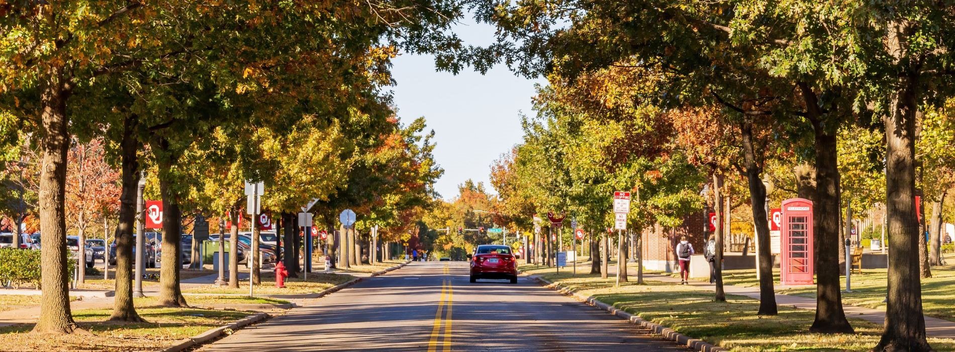 Street view of the university near the Noun Hotel Norman OK